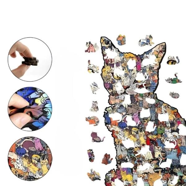 Katzenpuzzle mit vielen kleinen Katzenfiguren.