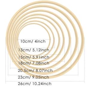 Bambus-Holzringe in verschiedenen Größen (10-26cm) für Deko, ideal für DIY-Projekte.