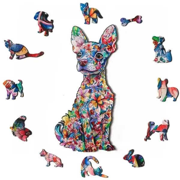 Puzzle Hund mit 200 Teilen, bunt und personalisierbar