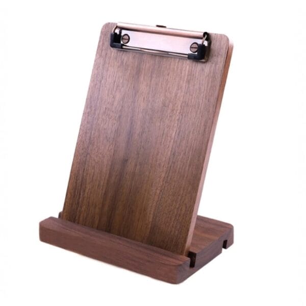 Holz-Klemmbrett mit Ständer, ideal für Notizen oder als Rezeptständer.
