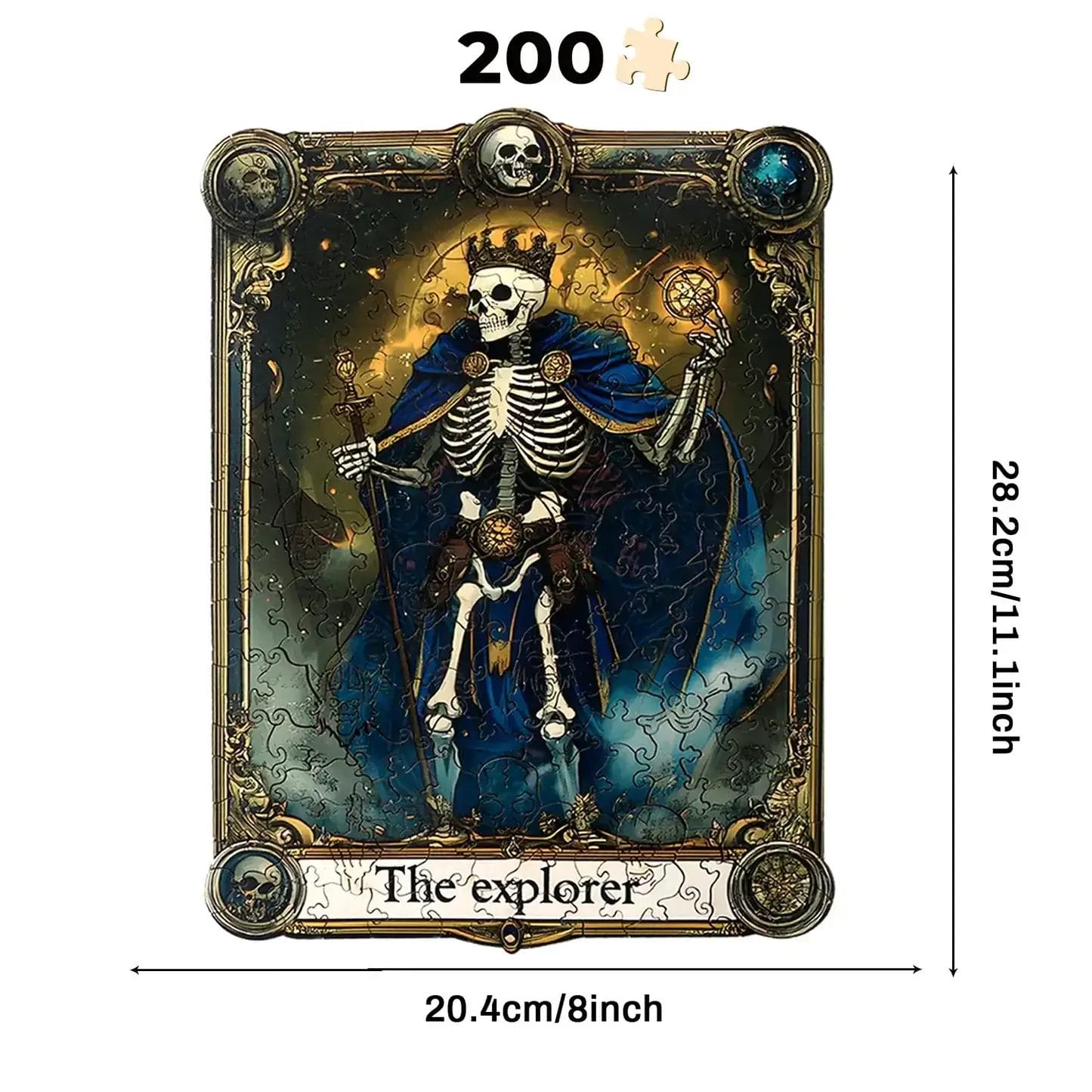 200-teiliges Holzpuzzle "The Explorer" mit Skelett im Königsornat, Großhandel.