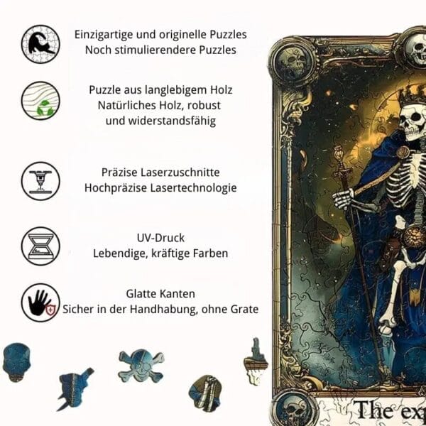 Holzpuzzle: Einzigartige Puzzles, präzise Laserzuschnitte, UV-Druck für lebendige Farben, sichere Handhabung. "The ex" Ausschnitt.