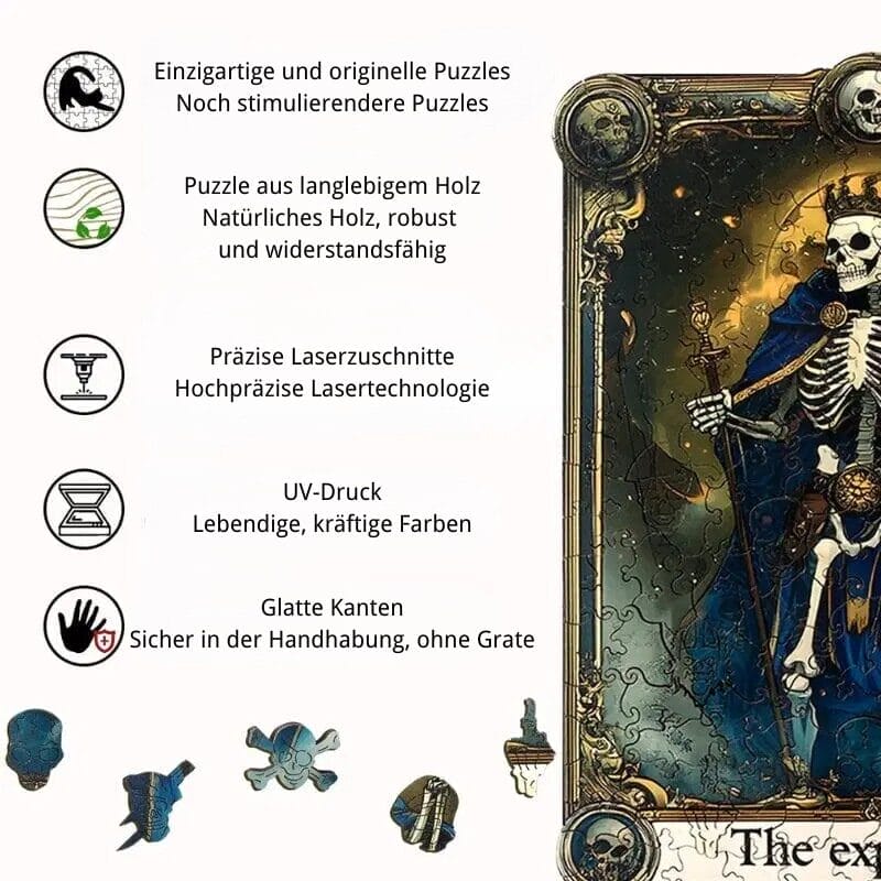 Holzpuzzle: Einzigartige Puzzles, präzise Laserzuschnitte, UV-Druck für lebendige Farben, sichere Handhabung. "The ex" Ausschnitt.