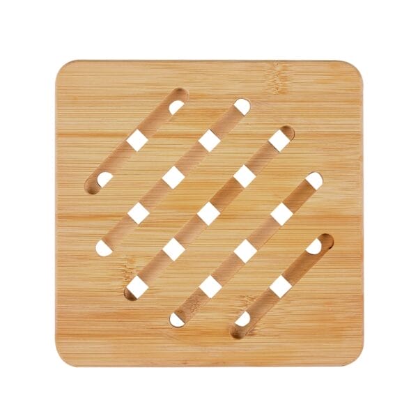 Hölzerner Topfuntersetzer aus Bambus mit Schlitzen, hitzebeständig.